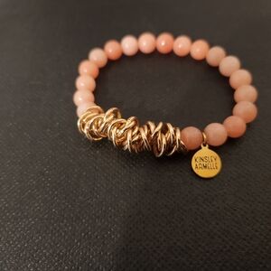 Kinsley Armelle Coral and Gold Charm Bracelet